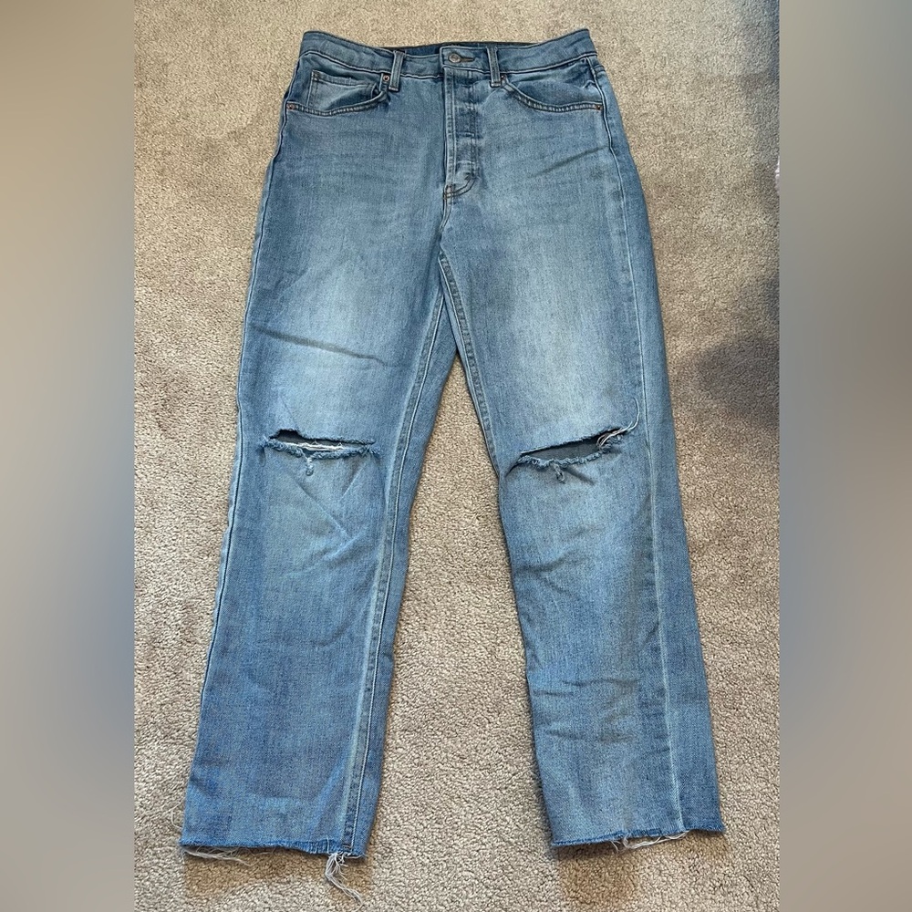 Wild Fable High Waisted Slim Straight Distressed Jeans